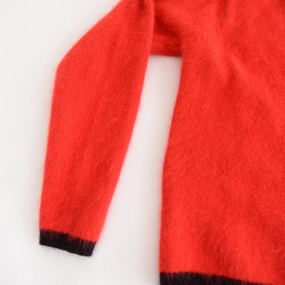 Vintage Refaella Petites Red 45% Rabbit Hair 40% Lambswools Button Down Cardigan - Picture 9 of 12